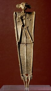 Pre-columbiansk konst, Muisca civilisation: statyett av kvinna (Tango) i guld. 1400-1600-talet. Bogota, Museo de Oro, Colombia av Pre Columbian