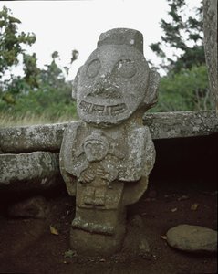 Megalitisk skulptur av fruktbarhetsgudinnan av Pre Columbian Pre Columbian