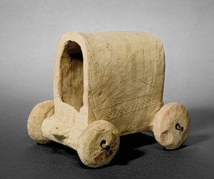 Modell av en täckt vagn, sägs vara från Hammam nära Carchemish (Jerablus) Syrien, ca 2400-2300 f.Kr. (terrakotta) av Prehistoric