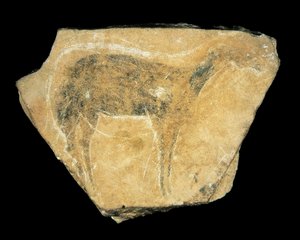 Black Doe, Parpallo Cave, Spanien, övre paleolitikum (målning) av Prehistoric Prehistoric