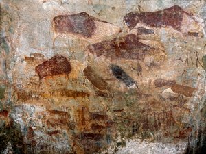 Grottmålningar gjorda av san-folk, tredje årtusendet f.Kr av Prehistoric Prehistoric