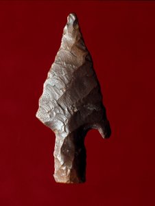Egyptisk antikvitet: pilspets från platsen för Fayoum (Fayyum eller Fayum) i Egypten. Predynastisk period. Verone, Museo Civico di Storia Naturale, Italien av Prehistoric Prehistoric