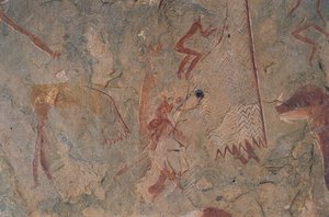 Människo- och djurfigurer (grottmålning) av Prehistoric Prehistoric