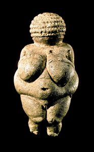 Förhistorisk konst: The Venus of Willendorf - Statyett av kalksten som föreställer en kvinna med mycket utvecklade former, 23000 f.Kr. (övre paleolitikum) Dim. 11 cm - Wien, Naturhistoriska museet - Förhistoria: Venus i Willendorf - Oolitisk kalksten, h.
