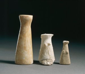 Förhistoria: kvinnliga idoler från platsen för Los Millares (Almeria). Spanien Madrid, Arkeologiska museet av Prehistoric Prehistoric