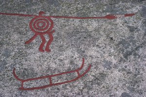 Sverige, Vastra Götalands län, Norr om Bohuslan, Tanum (Tanumshede), hällmålningar av Prehistoric Prehistoric