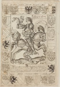 Maximilian, hertig av Österrike, till häst av Primary Master of the Strassburg Chronicle