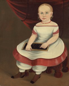 Liten flicka med skiffer, ca. 1845. av Prior Hamblin School