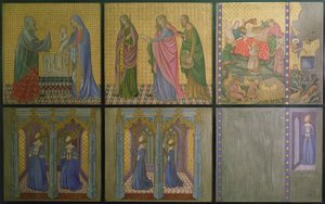 Rekonstruktion av en vägg, en målning ursprungligen i St. Stefans kapell, föreställande drottning Philippa (ca 1314-69) och hennes döttrar
