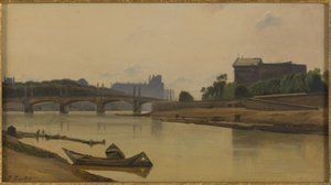 Le pont de la Concorde vu du quai de la Conférence, cirka 1830, cirka 1830 (olja på duk) av Prosper Barbot