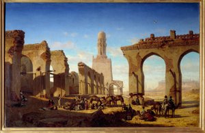 Ruinerna av moskén av kalifen Al Hakim i Kairo Målning av Prosper Marilhat (1811-1847) 1800-talet sön. 0,84x1,3 m