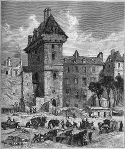 Utsikt över Jean-tornet utan rädsla (1400-talet), sista resten av Hotel de Burgundy. Paris av Provost Provost