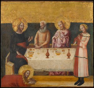Maria Magdalena tvättar Kristi fötter, cirka 1325-1330 (tempera och bladguld på panel)
