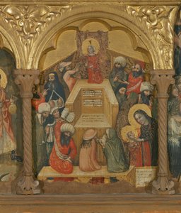 Polyptyk av Jungfruns sovsal, detalj av Jesus med läkarna (tempera på panel)