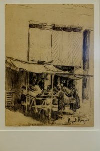 torget, Narcís Puget Riquer, kolteckning, Puget museum, Can LLaudis ädla hus, Dalt Vila, Ibiza, balearerna, Spanien