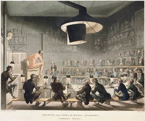 Teckning från Livet på Royal Academy (färgad gravyr)
