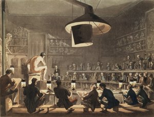 Teckning från Life at the Royal Academy, graverad av Richard Banks Harraden (1778-1862) (akvatint)