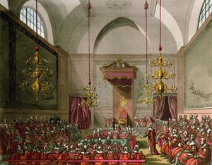 House of Lords från Ackermanns "Microcosm of London" av Pugin and Rowlandson