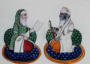 Fakir Nur-ud-din och Sardar Atar Singh, ca 1890 (akvarell på papper) av Punjabi School