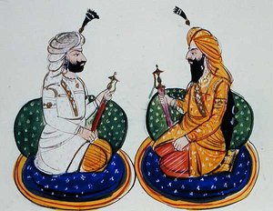 Sardar Sher Singh Attariwala och Maharaja Sher Singh Attariwala, ca 1890 (akvarell på papper)