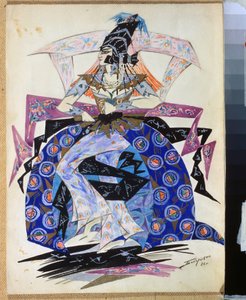 Kostymdesign för baletten "Petrushka" av Igor Stravinsky (1882-1971) (Dräktdesign för baletten Petrushka av I.Stravinsky). Teckning av Pyotr Boborykin (Pyotr Boborykin) (1836-1921). Akvarell och penna på papper, 35,6 x 26,5 cm av Pyotr Boborykin