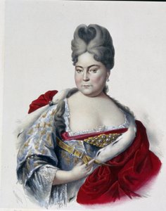 Porträtt av storhertiginnan Natalya Alexeevna av Ryssland (1673-1716), syster till tsar Peter I den store (1672-1725). (Porträtt av storhertiginnan Natalya Alexeevna av Ryssland, syster till tsar Peter den store). Verk av Pyotr Fyodorovich Borel (1829-1898