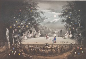 Baletten Naiad and Fisherman av C. Pugni i den rosa paviljongen, i Peterhofparken, 1851.