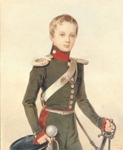 Porträtt av kronprinsen Alexander Nikolajevitj 1818-1881, 1828 av Pyotr Fyodorovich Sokolov
