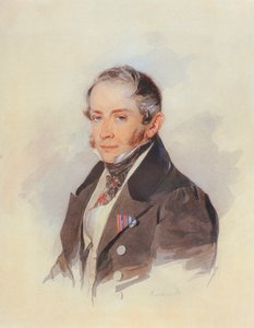 Porträtt av kompositören greve Matvey Vielgorsky 1794-1866, 1830-talet av Pyotr Fyodorovich Sokolov