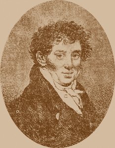 Porträtt av kompositören och gitarristen Andrei Osipovich Sychra 1773-1850, 1817. av Pyotr Fyodorovich Sokolov
