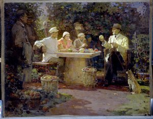 Besökare till Ivan Vladimirovitch Mitchourine (1855-1935) av Pyotr Ivanovich Kotov