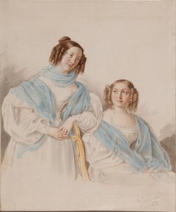Porträtt av systrarna grevinnor Antonina Dmitrievna 1813-1891 och Lidia Dmitrievna 1815-1882 Blud