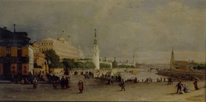 Bolshoy Kamenny Bridge i Moskva av Pjotr ​​​​Petrowitsch Wereschtschagin