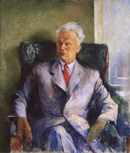 Porträtt av författaren, producenten och regissören av filmer Olexandr Dovzhenko 1894-1956, 1947