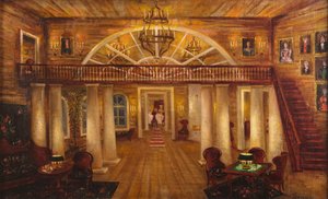 Larins hus. Scenografi för operan Eugene Onegin av P. Tchaikovsky, 1944.