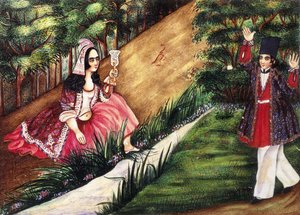 Ungdom kommer på en flicka vid en ström, c.1863-4