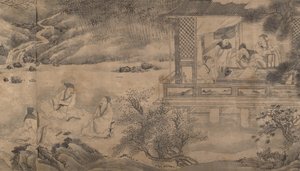 Poeter samlas i orkidépaviljongen, daterad 1607. av Qian Gong