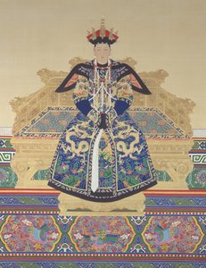 Kejsarinnan Xiao Cheng Ren (1653 - 1674) första gemål till Qingdynastins Kangxi-kejsare (bläck och färg på siden) av Qing Dynasty Chinese School
