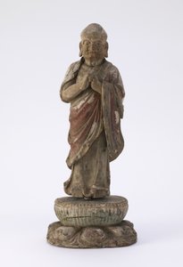 Figur av munken Ka-yeh (Kasyapa) (trä och gesso)
