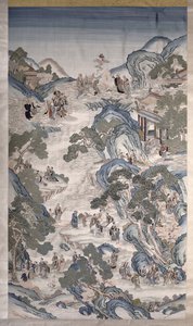 Samlingar av odödliga grupper, ca 1800 (textil) av Qing Dynasty Chinese School