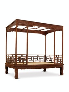 Huanghuali himmelssäng med sex stolpar, Jiazichuang Qing-dynastin (trä) (se även 469035) av Qing Dynasty Chinese School