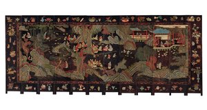 Tolvfaldig coromandelskärm, 1700-tal av Qing Dynasty Chinese School