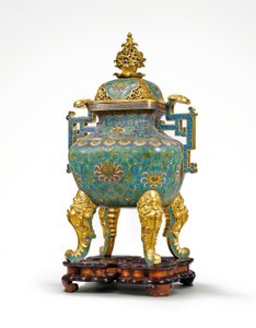 Stort kejserligt rökkärl med Cloisonne-emalj och Ruyi-handtag