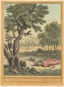 Kråkan, Gasellen, Sköldpaddan och Råttan (Kråkan, Gasellen, Sköldpaddan och av Quentin Pierre Chedel after Jean Baptiste Oudry