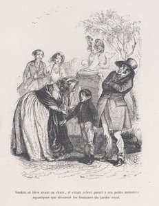 Han reste sig som de där små havsmonstren som pryder fontänerna. från det lilla eländet..., 1843. av Quichon