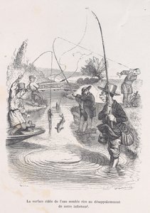 Det porlande vattnet verkar håna vår olycka. från The Little Miserie of Human L..., 1843. av Quichon