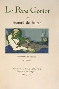 Titelsida från "Le Pere Goriot" av Honore de Balzac, publicerad 1922