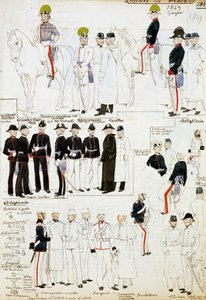 Uniformer of Duchy of Modena 1849, tallrik från Cenni Codex samling av militärskisser i akvarell av Quinto Cenni
