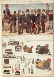 Uniformer av Royal Carabinieri, officerare och underofficerare från kungariket Italien, färgplatta av Quinto Cenni