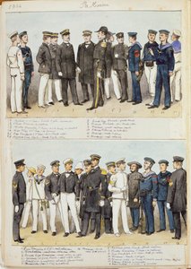 Uniformer från Royal Navy of Kingdom of Italy, färgplatta av Quinto Cenni